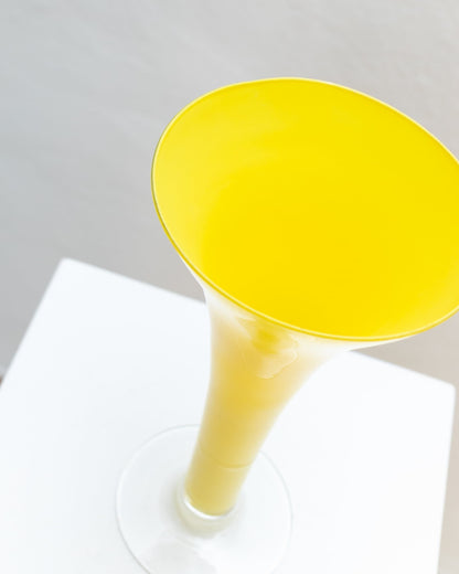 Yellow Empoli glass vase XL table decoration mid-century design Italy 1970s vintage