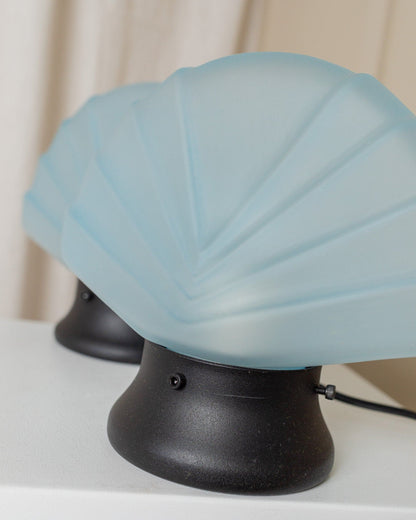 Set of 2 Murano glass shell lamps table lamp light blue Space Age Design Italy 1980s Vintage