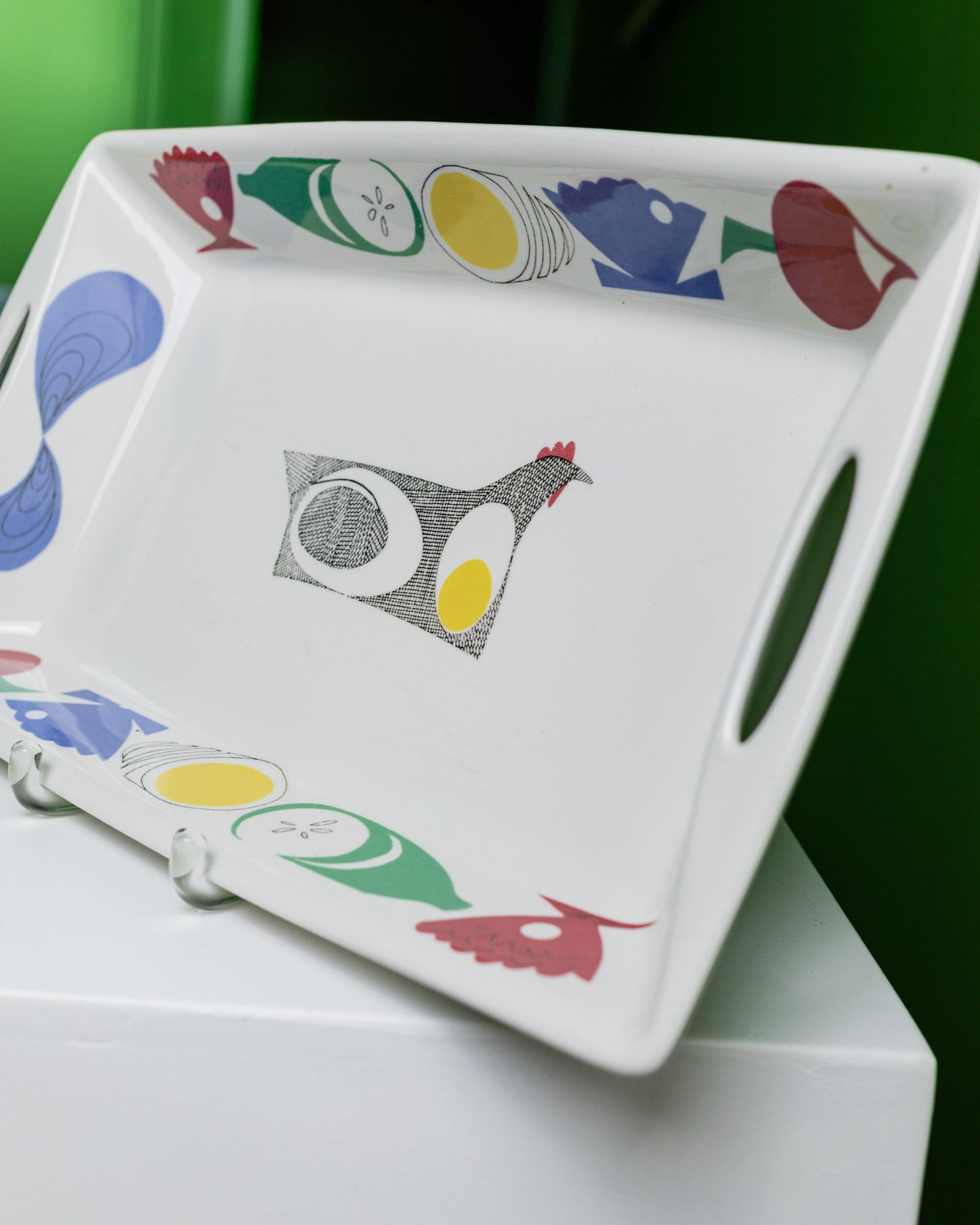 Ceramic tray Norway 1960s by Hermann Bongard Figgjo Flamework A la Carte colorful pattern Memphis Style Vintage