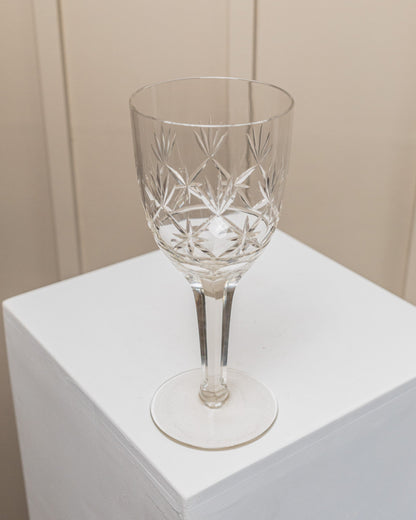 XL Saint Louis crystal wine glass Faceted stem, great details France 1930s vintage