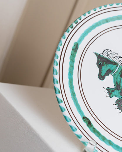 Ceramic plate hand painted plate lion dragon Italy Montalcino 1960s vintage