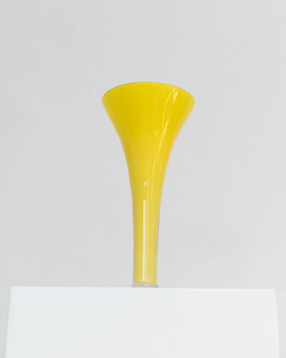 Yellow Empoli glass vase XL table decoration mid-century design Italy 1970s vintage