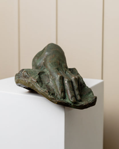 Bronze sculpture of a hand Italy 1960s Arts and Crafts Florence sculptural details vintage