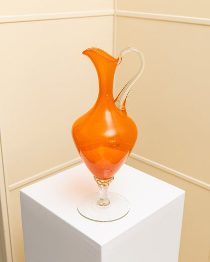 Murano glass vase orange carafe table decoration mid-century design Italy 1970s vintage