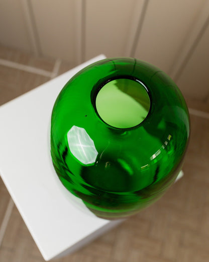 Vase XXL verre vert série Stockholm années 1990 Maria Vinka pour Ikea ovale design vintage milieu du siècle