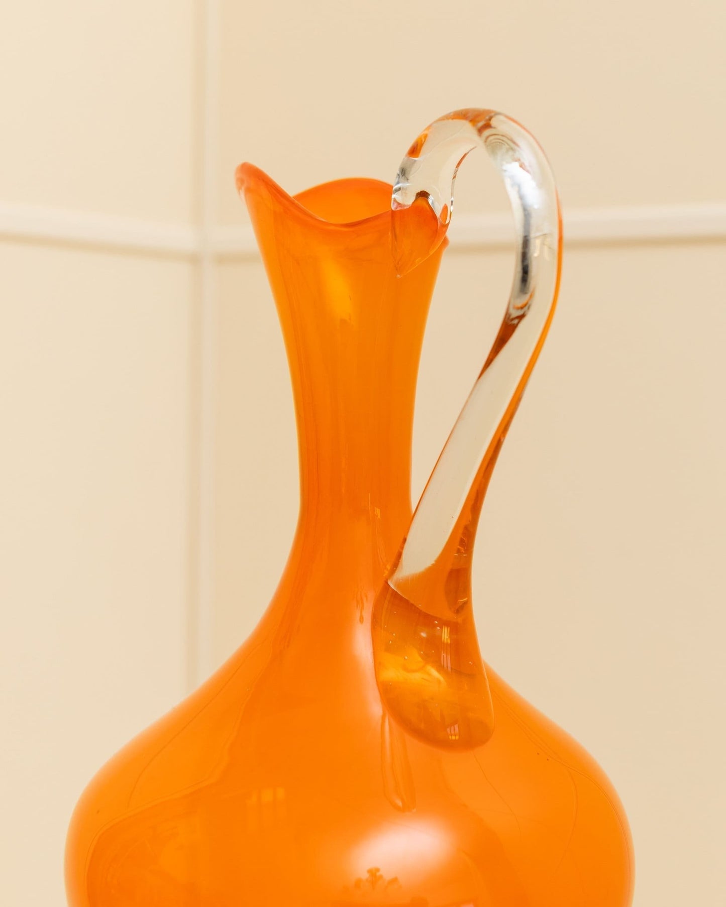 Vase en verre de Murano carafe orange décoration de table design du milieu du siècle Italie Années 1970 vintage