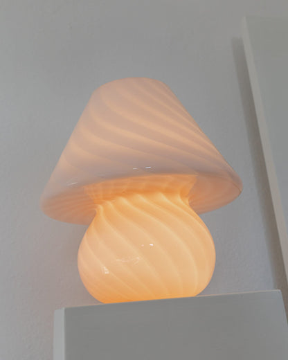 Lampe de bureau rose XXL champignon tourbillon verre de Murano Design milieu du siècle années 70 Vintage