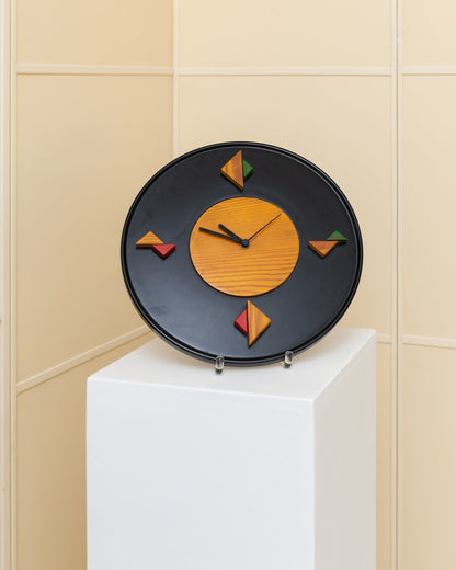 Wall Clock by Legnomania Postmodern Memphis Style Made in Italy 1980s Vintage