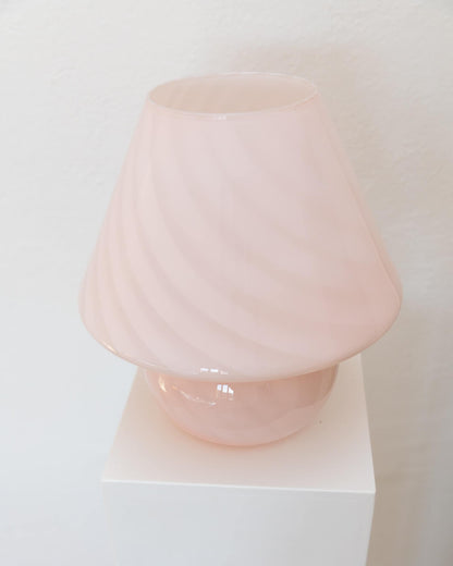 Pink XXL Mushroom Swirl Schreibtischlampe Murano Glas Mid Century Design 70er Vintage