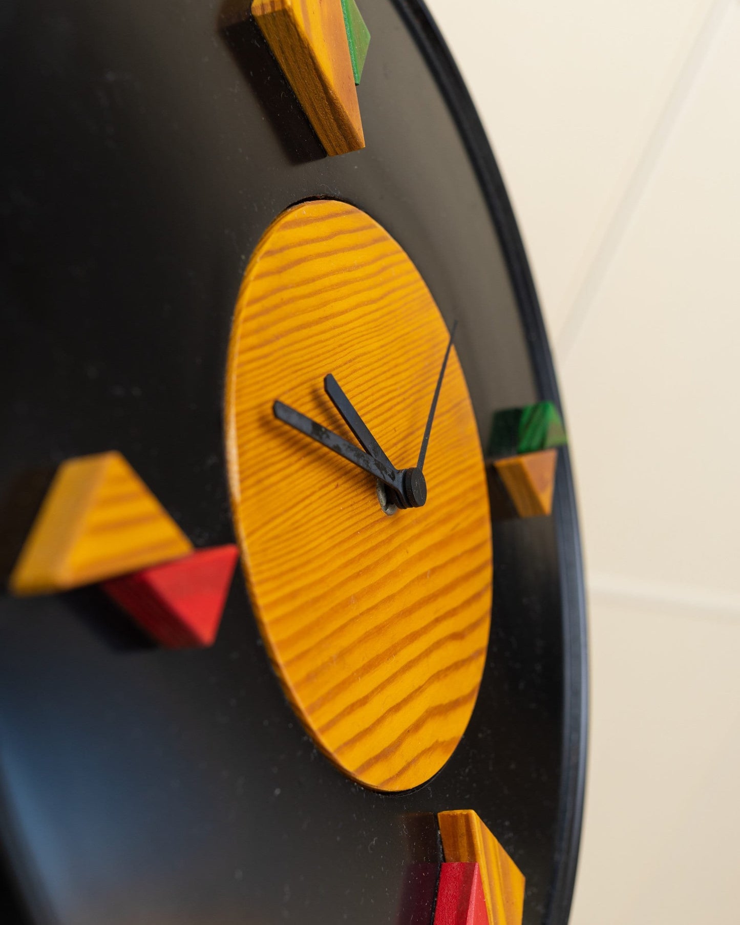 Wall Clock by Legnomania Postmodern Memphis Style Made in Italy 1980s Vintage