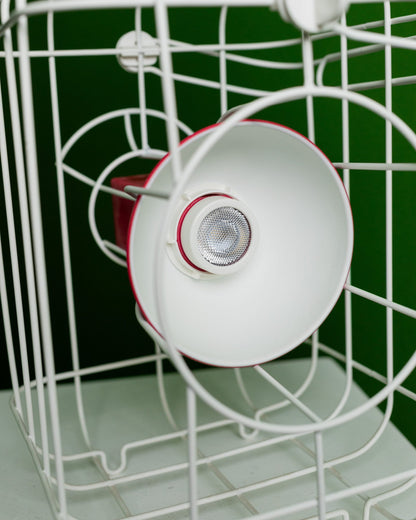 Ikea PS 2017 lamp Design by Metali Crasset Wireless for indoor and outdoor use Powder-coated steel white red Italy 2000s Vintage