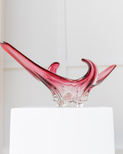 Large Flavio Poli Murano Bowl Pink Sommerso Design Mid Century 1970s Vintage