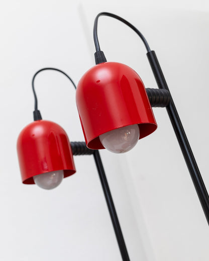 Set of 2 red table lamps postmodern Memphis design Italy 1980s vintage