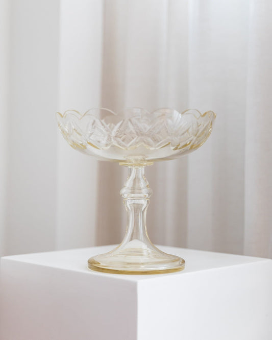 Table centerpiece crystal glass classic stand bowl Art Nouveau made in Italy 1910s vintage