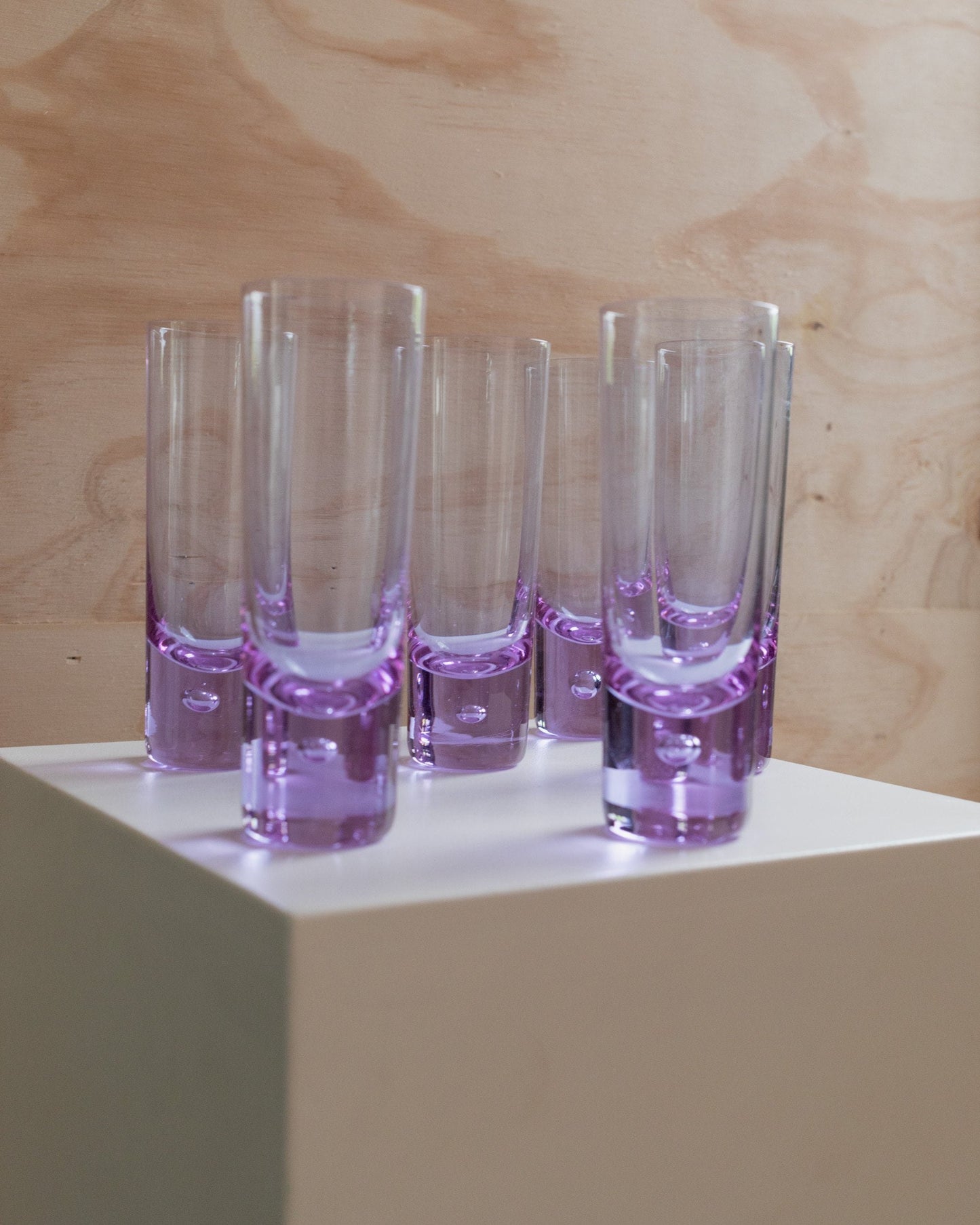 Set of 6 Alexandrite drinking glasses purple crystal glasses Pop Art Design Italy 1970s Vintage