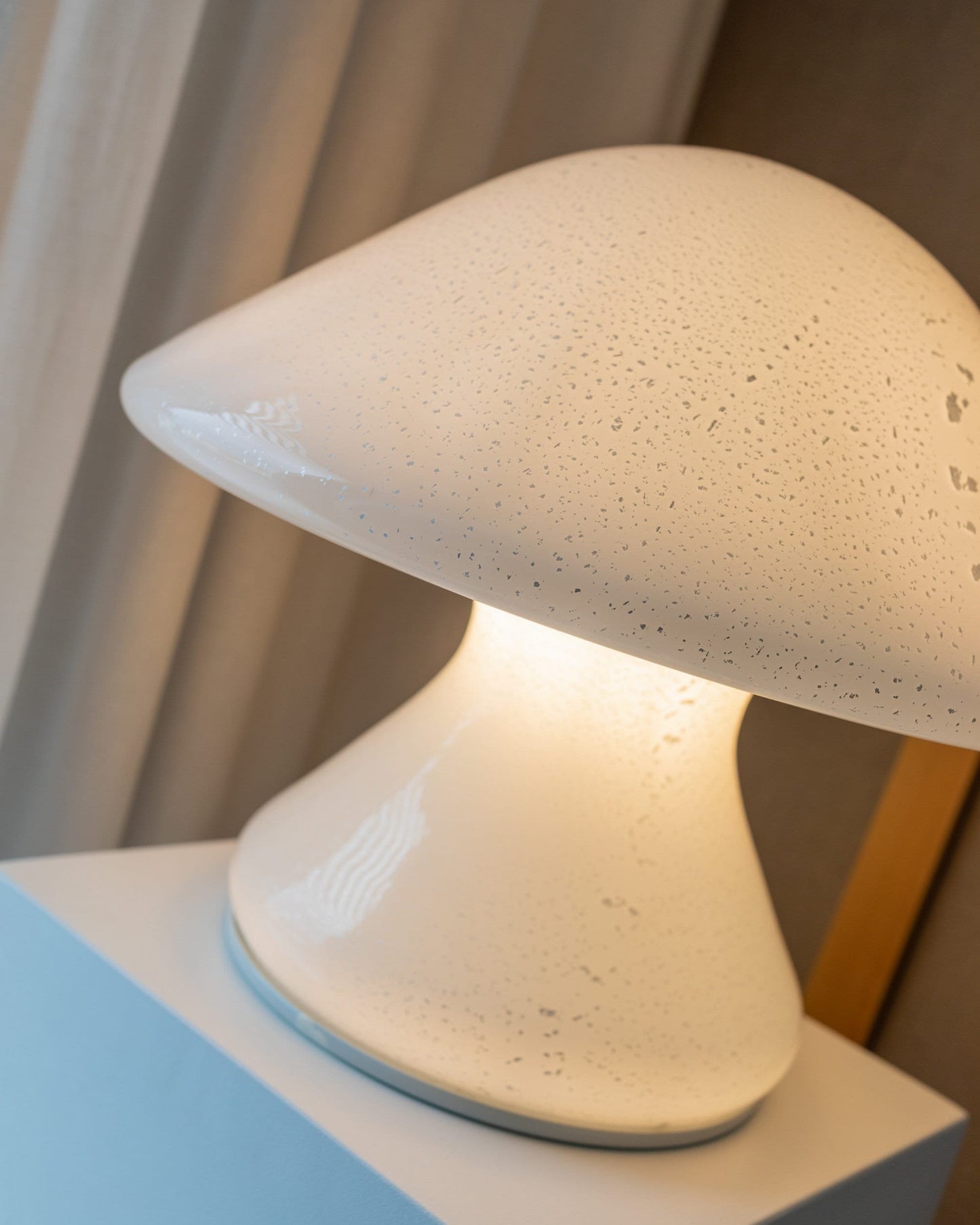 XXL mushroom table lamp with silver details Murano glass Space Age design 1970s vintage