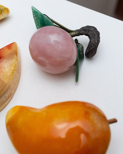 Set of 5 alabaster fruits colorful stone fruits handmade Mid Century Design Italy 1970s Vintage