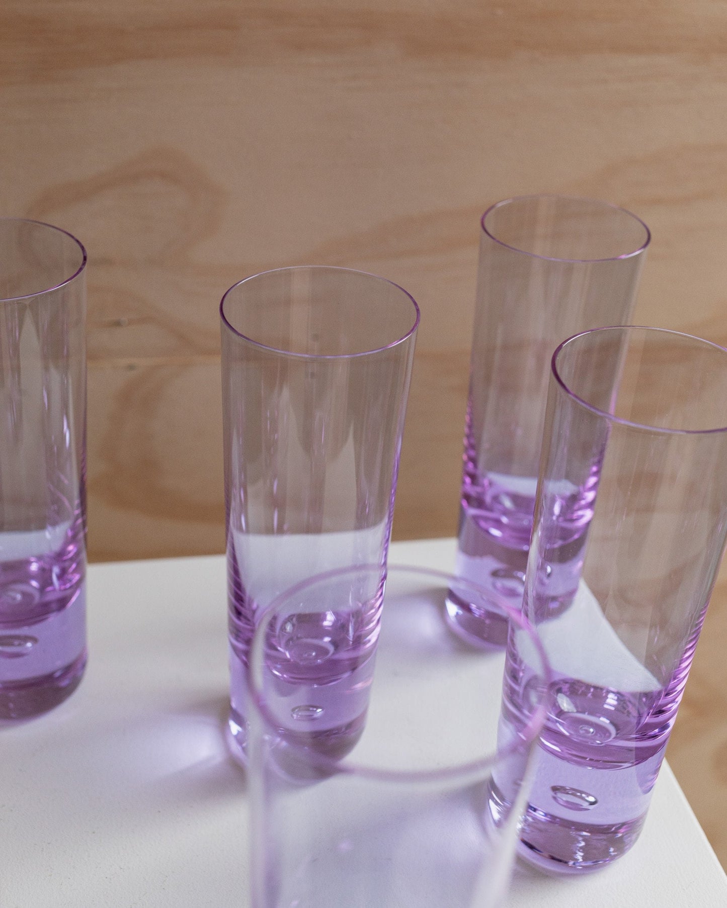 Set of 6 Alexandrite drinking glasses purple crystal glasses Pop Art Design Italy 1970s Vintage