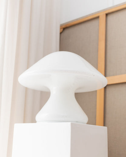 XXL mushroom table lamp with silver details Murano glass Space Age design 1970s vintage