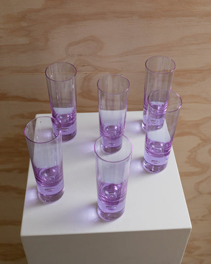 Set of 6 Alexandrite drinking glasses purple crystal glasses Pop Art Design Italy 1970s Vintage