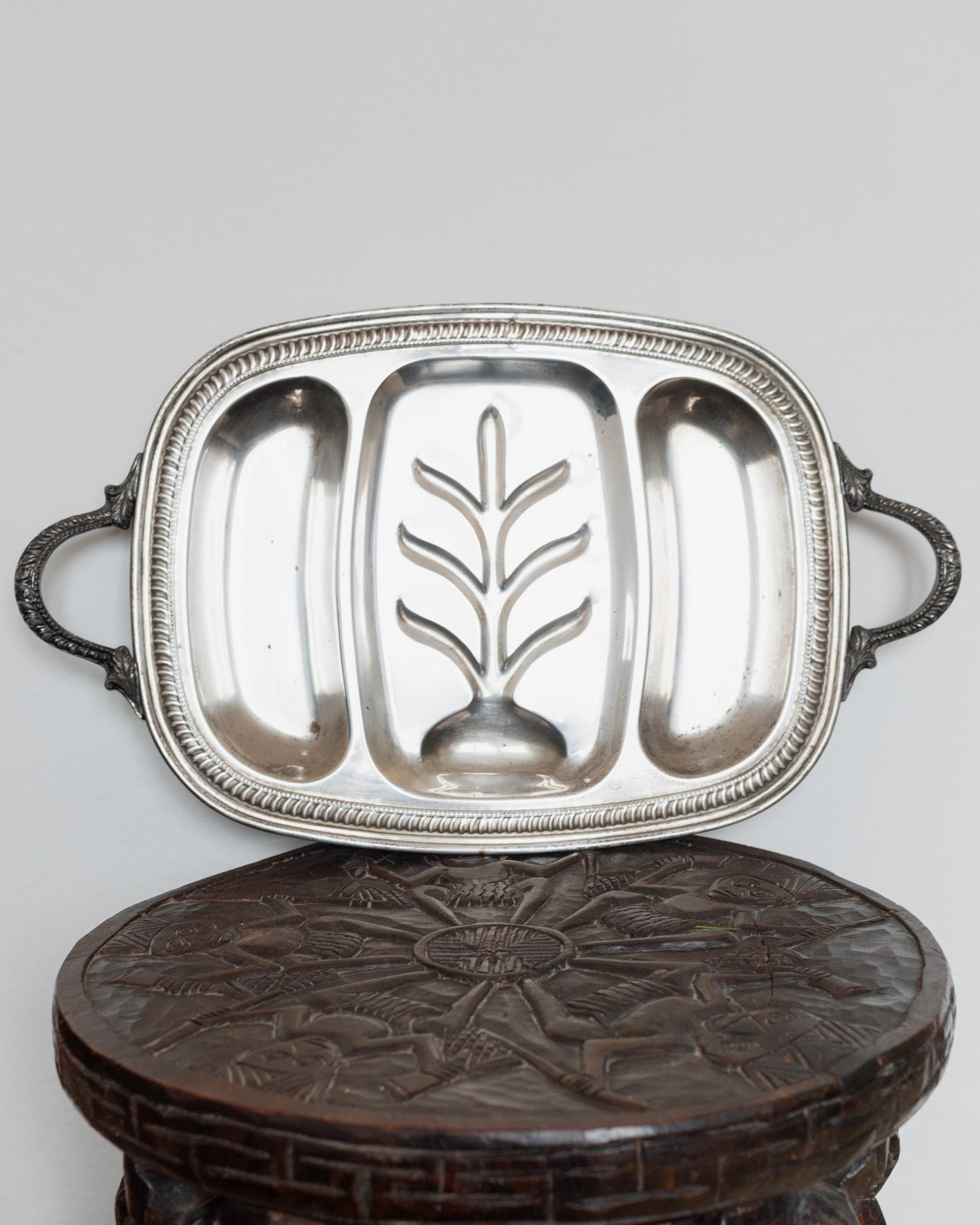 Silver plated tray roasting tray in silver classic design Italy 1950s vintage