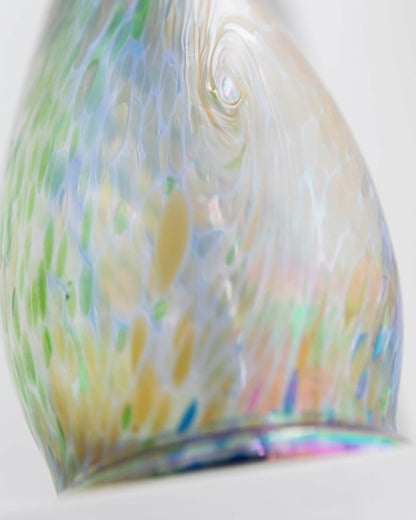 XXL Murano glass vase multicolored iridescent speckled pastel colors McM 1970s vintage