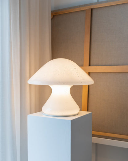 XXL mushroom table lamp with silver details Murano glass Space Age design 1970s vintage