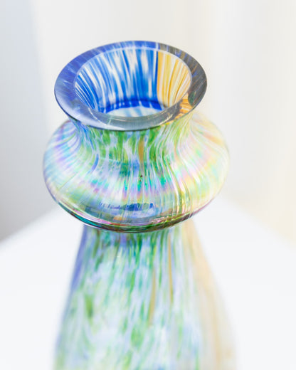 XXL Murano glass vase multicolored iridescent speckled pastel colors McM 1970s vintage