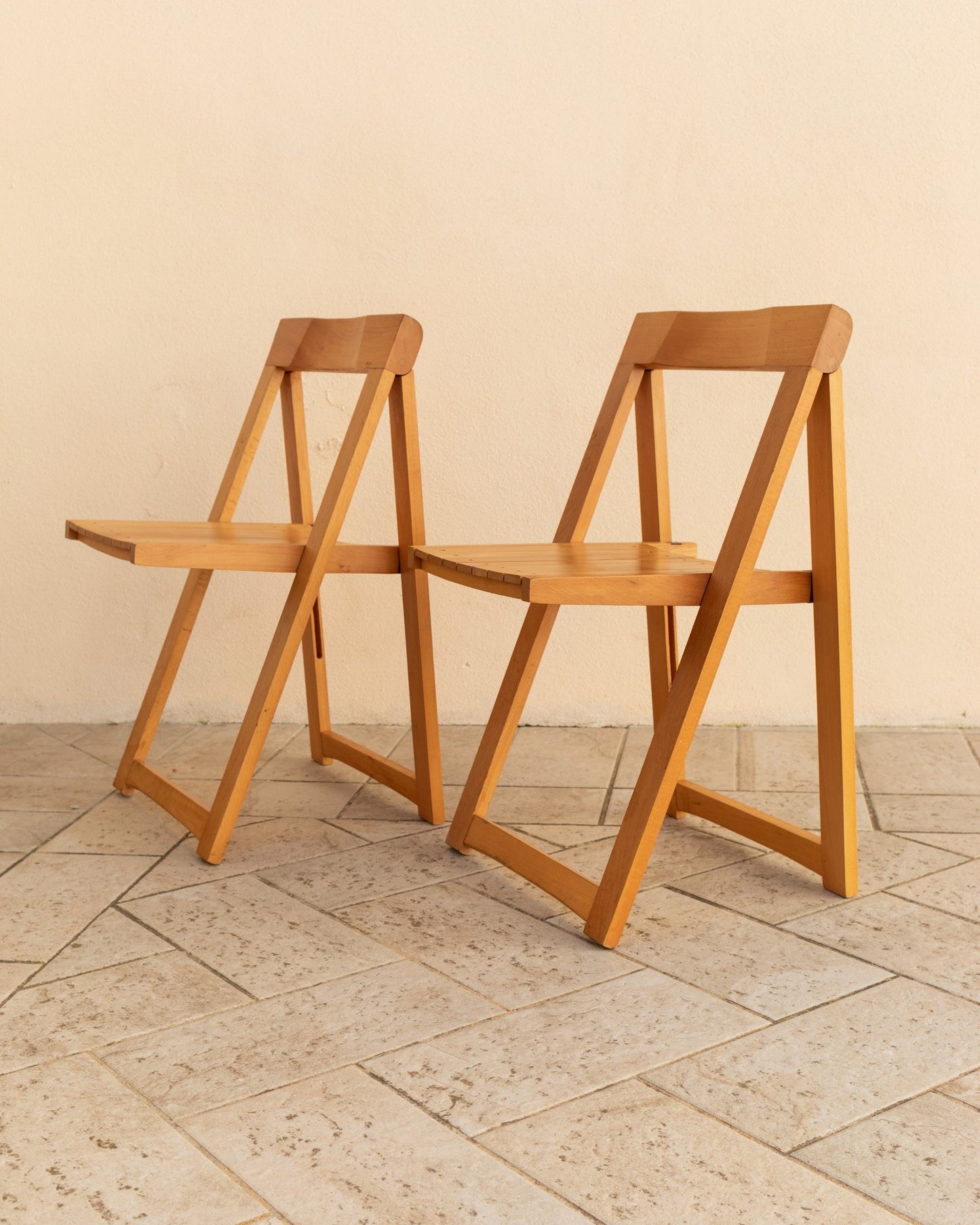 Ensemble de 2 chaises pliantes Aldo Jacober Design pour Alberto Bazzani Mid Century Italie Années 1960 Vintage