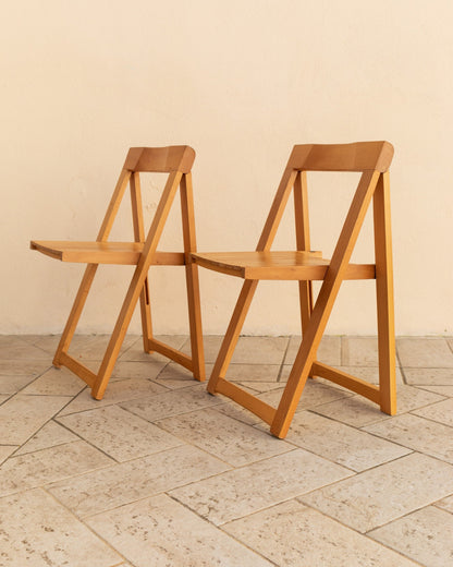 Set of 2 Aldo Jacober folding chairs design for Alberto Bazzani Mid Century Italy 1960s Vintage