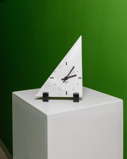 Marble Triangle Grandfather Clock 1980s Pop Art Wall Clock by PF Memphis Style Italy Vintage