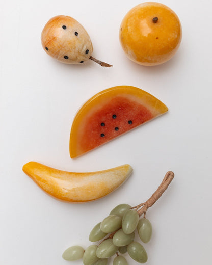 Set of 5 alabaster fruits colorful stone fruits handmade Mid Century Design Italy 1970s Vintage