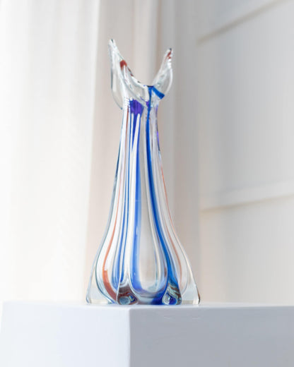 Grand vase en verre de Murano fabriqué en Italie McM 1970 vintage