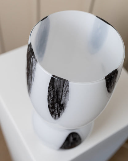 Murano vase black and white 80s by Corso Italia Handblown Murano glass vase vintage