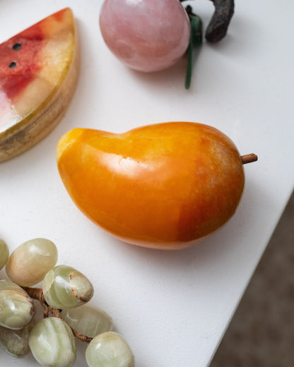 Set of 5 alabaster fruits colorful stone fruits handmade Mid Century Design Italy 1970s Vintage