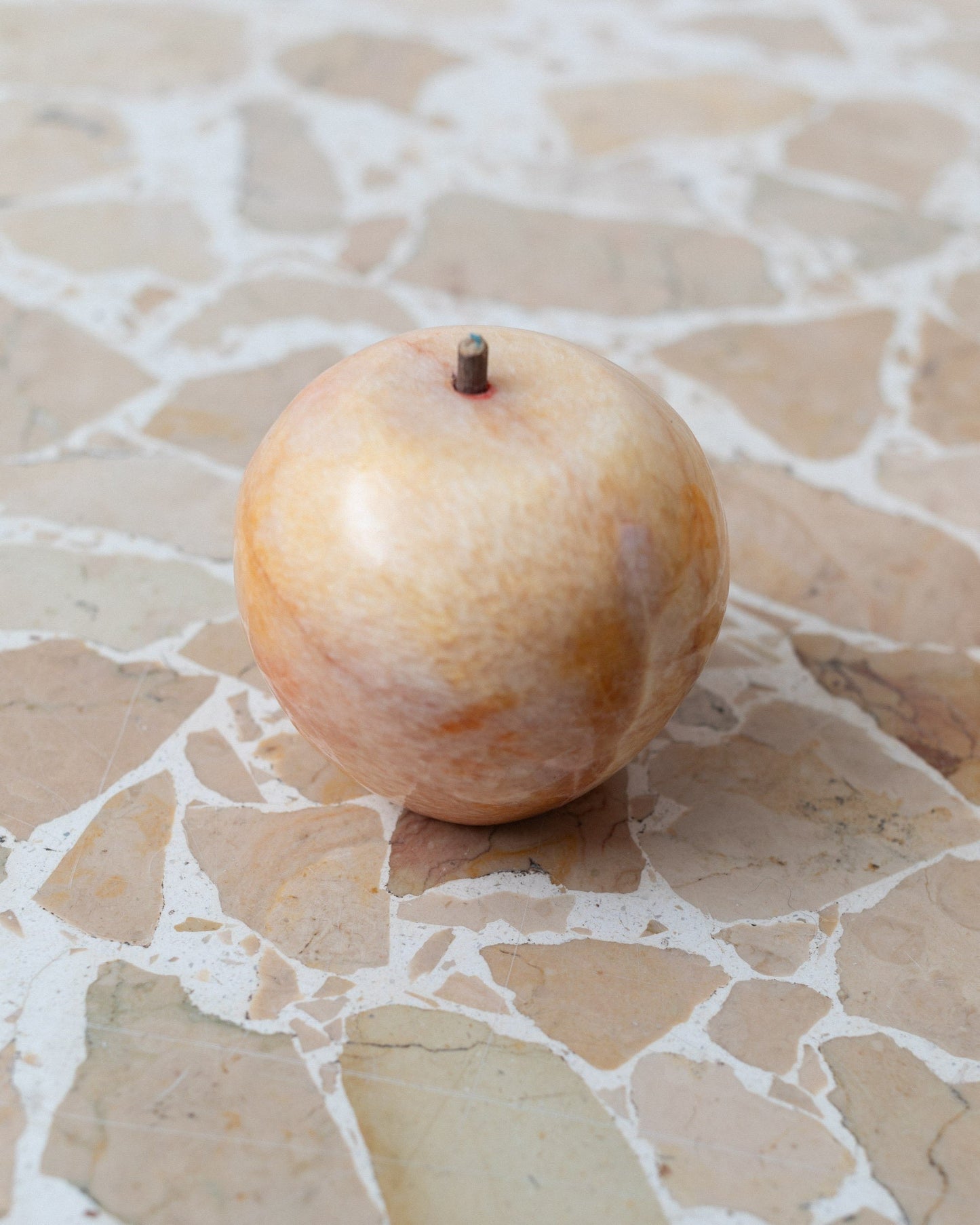 Set of 5 alabaster fruits yellow stone fruit handmade Mid Century Design Italy 1970s Vintage