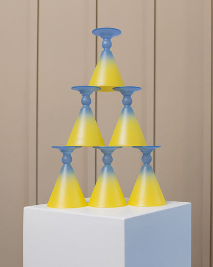 Ensemble de 6 verres à boire en verre Empoli coupes glacées dans le style postmoderne de Memphis Italie millésime des années 1980