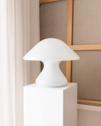 XXL mushroom table lamp with silver details Murano glass Space Age design 1970s vintage