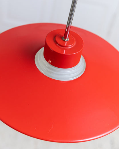 Danish ceiling lamp made of red metal and glass Mid-Century Design 1960s Vintage