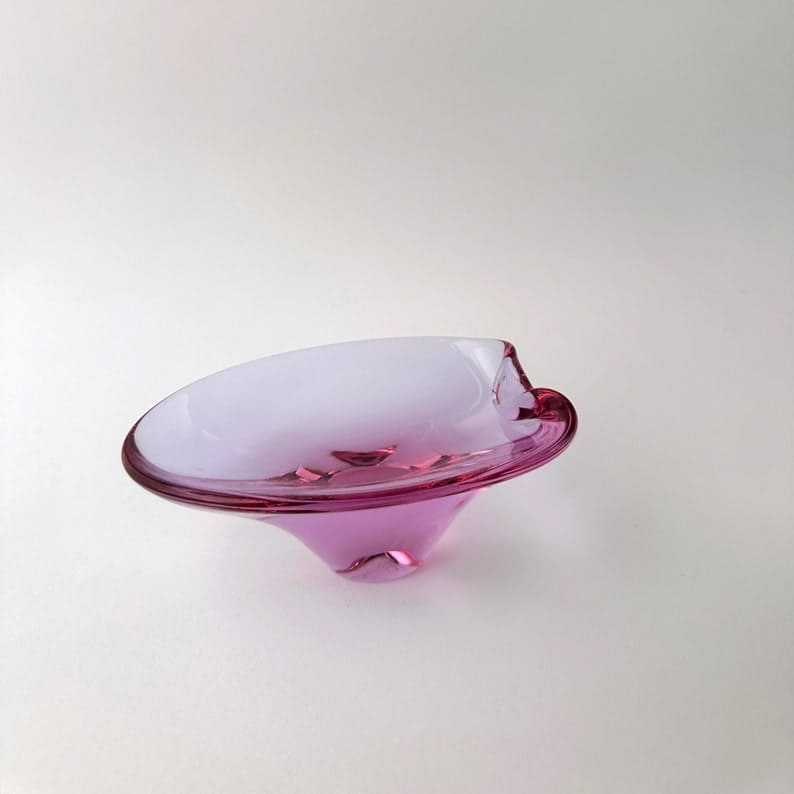 Vintage Alexandrite Bowl / Ashtray Bohemia Mid Century Sklo Union Zelezny Brod ZBS Miroslav Klinger 1950s 50s