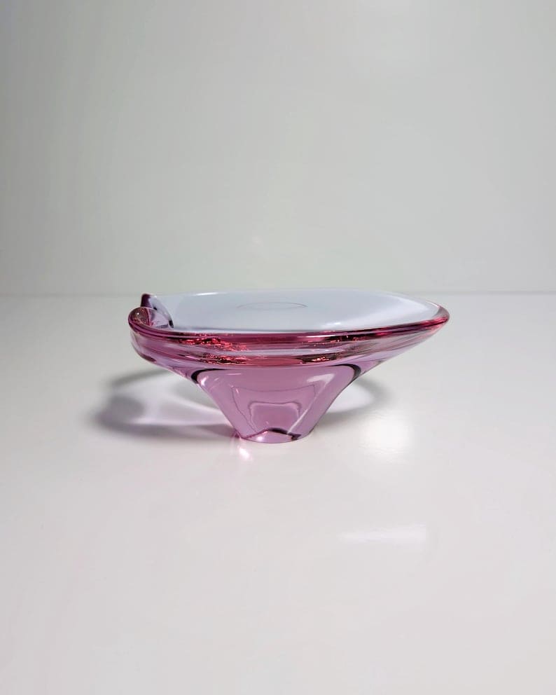 Vintage Alexandrite Bowl / Ashtray Bohemia Mid Century Sklo Union Zelezny Brod ZBS Miroslav Klinger 1950s 50s