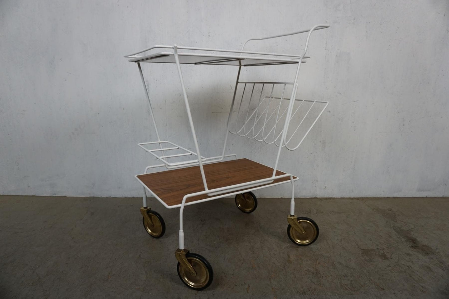 Iconic serving trolley with newspaper rack and bottle holder Vintage