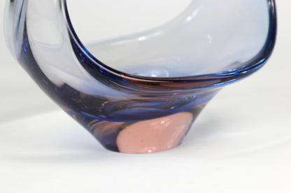 vintage Boho / Murano Vase Bowl Basket des années 1970 Seguso Glass Technique Rose Violet Bleu Skrdlovice Italie 70s 70s 1970 Jan Beranek