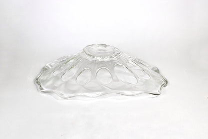 Vintage large offering bowl Lucyna lead crystal handmade mouth blown holes Murano style plate bowl fruit bowl