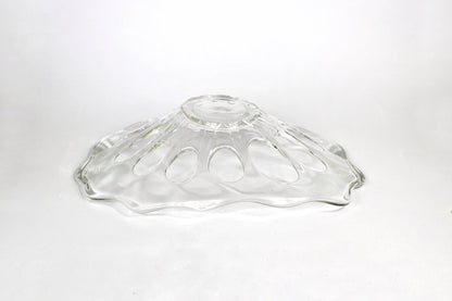 Vintage large offering bowl Lucyna lead crystal handmade mouth blown holes Murano style plate bowl fruit bowl