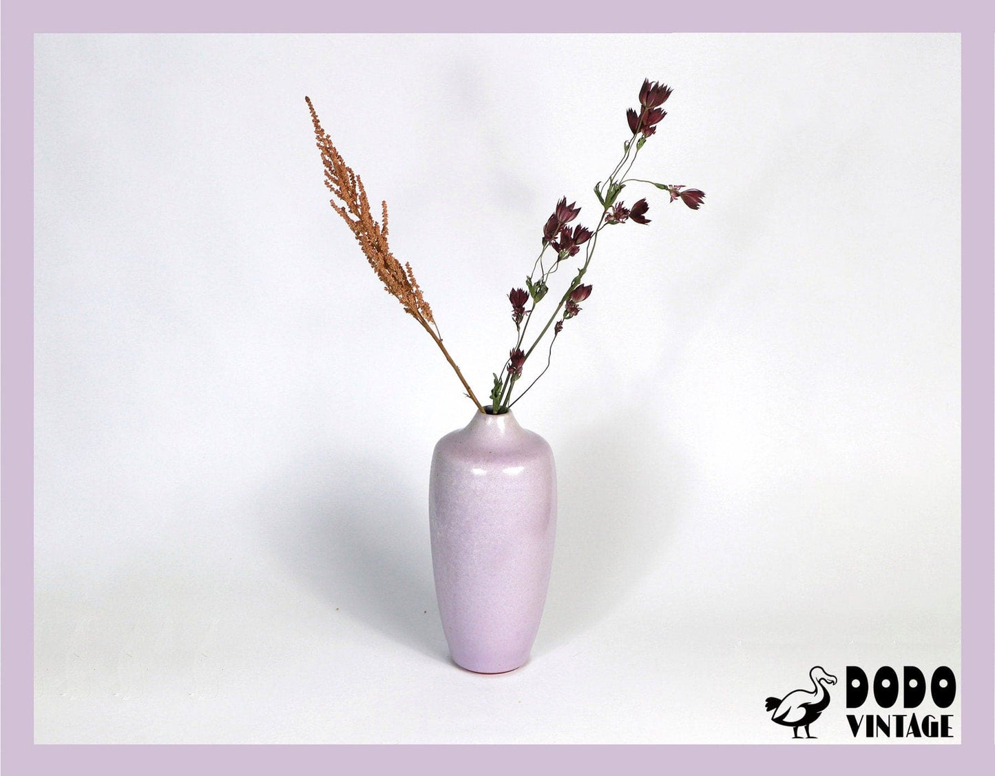 Vase à fleurs vintage couleur lilas en céramique fait à la main effet torsadé glaçure années 1980 1990