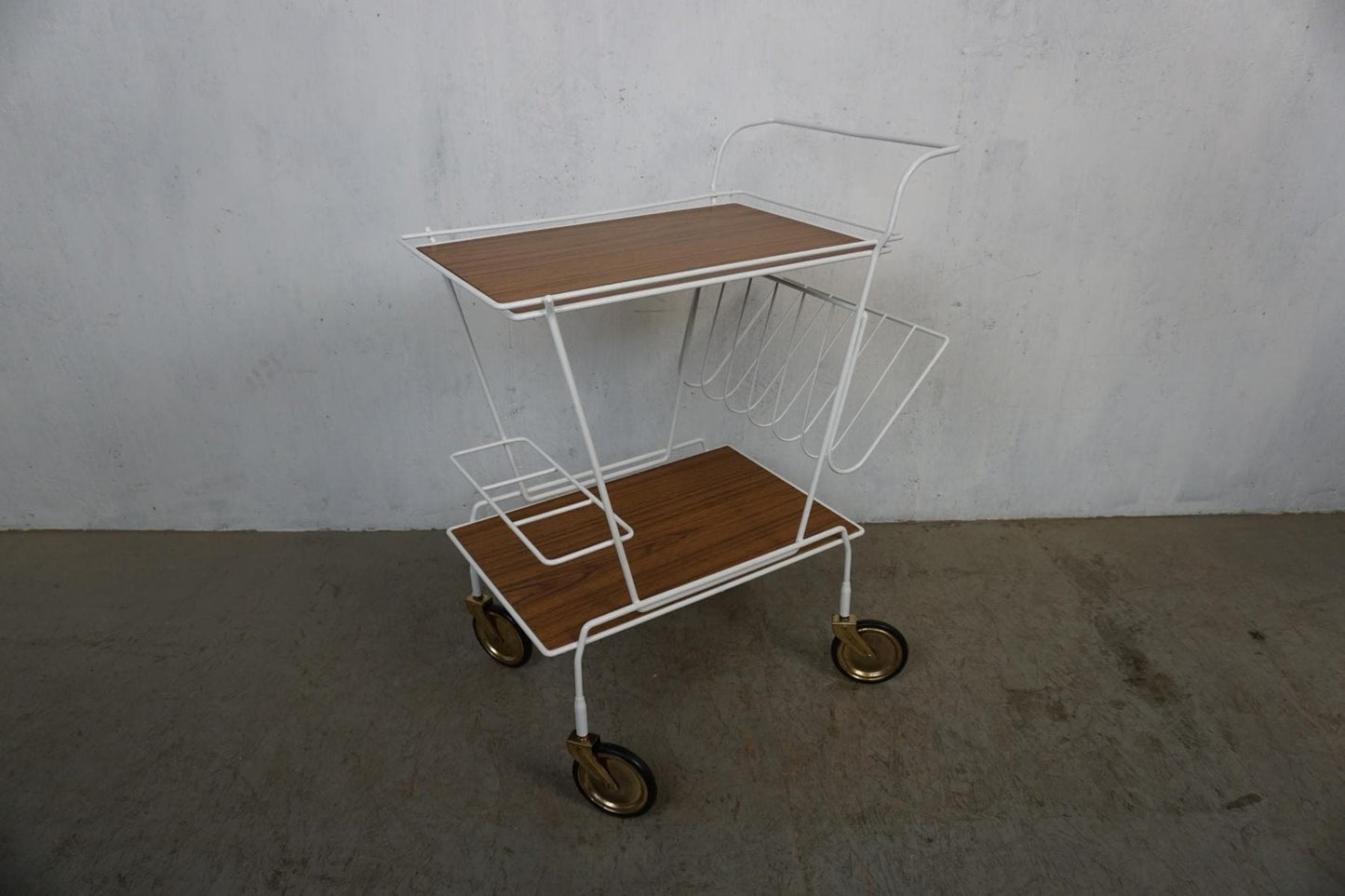 Iconic serving trolley with newspaper rack and bottle holder Vintage