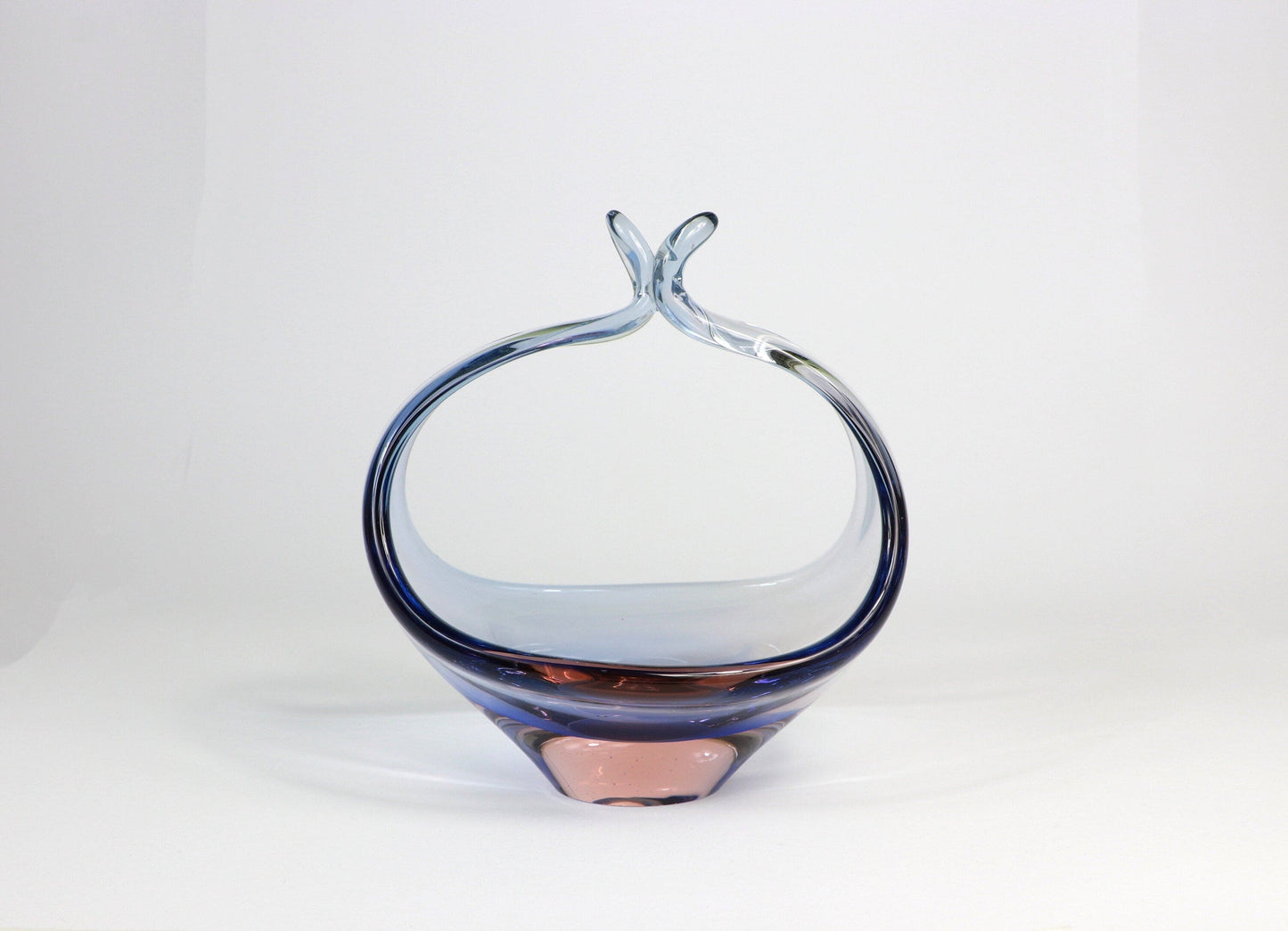 vintage Boho / Murano Vase Bowl Basket des années 1970 Seguso Glass Technique Rose Violet Bleu Skrdlovice Italie 70s 70s 1970 Jan Beranek