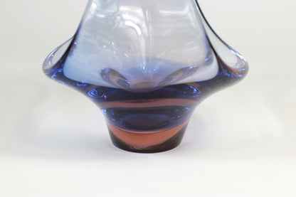 vintage Boho / Murano Vase Bowl Basket des années 1970 Seguso Glass Technique Rose Violet Bleu Skrdlovice Italie 70s 70s 1970 Jan Beranek