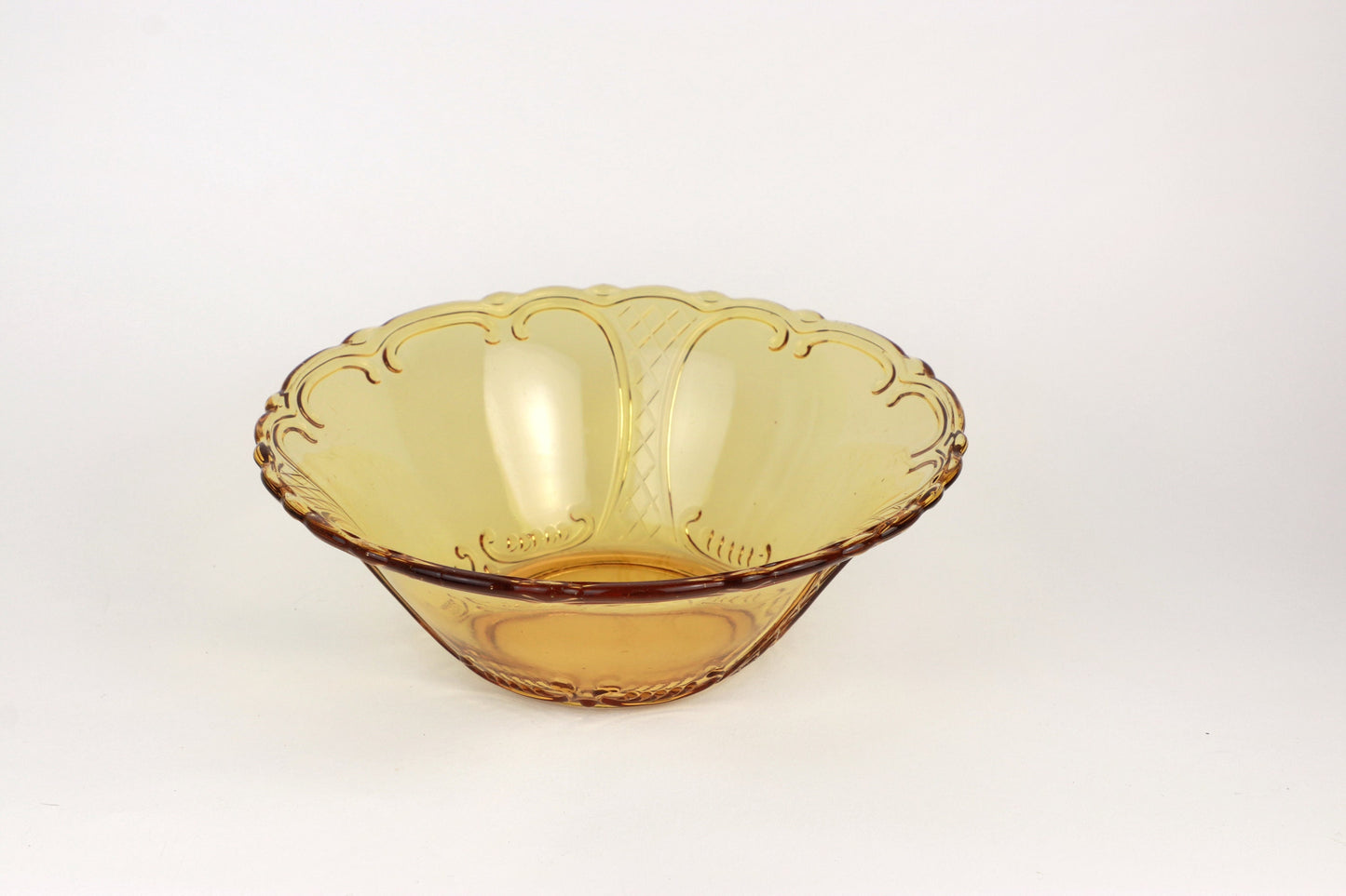 Bol en verre pressé vintage Walther Glass Amber Yellow Fruit Bowl Salad Bowl Glass Bowl 1930 Erika 30s Art Déco Salad Bowl